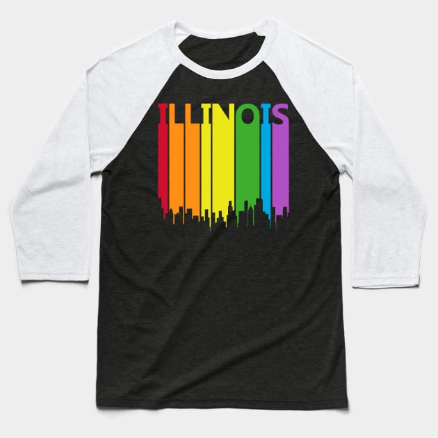 Illinois LGBT Gay Pride Baseball T-Shirt by GWENT